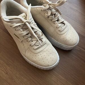 Puma Cali Wedge Beige Casual Comfort Sneaker Shoes Women's (Size: 9.5)
